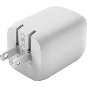 Belkin 65W Portable Dual Port GaN Wall Charger - 2xUSB-C (65W Total) - w/ USB-C to USB-C Cable - Fast Charging - Power Ada