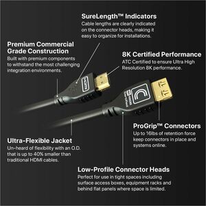 Comprehensive MicroFlex™ Pro AV/IT Integrator Series™ Active Ultra High Speed 8K 48G HDMI Cable with ProGrip™ Jet Black 15