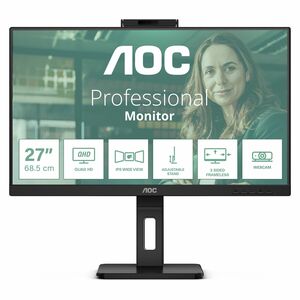 AOC Q27P3QW 27" Class Webcam WQHD LED Monitor - 16:9 - Textured Black - 68.6 cm (27") Viewable - In-plane Switching (IPS) 