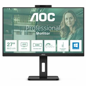 AOC Q27P3CW 27" Class Webcam WQHD LED Monitor - 16:9 - Black - 68.6 cm (27") Viewable - In-plane Switching (IPS) Technolog