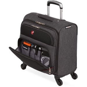 SwissGear SWA5975422146 Travel/Luggage Case (Roller) for 16" Notebook - Heather Gray, Black - Polyester Body - Handle - 16