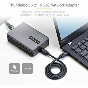 StarTech.com Thunderbolt 3 to Ethernet Adapter, 10GbE, Multi-Gigabit Thunderbolt 3 to RJ45 Network Adapter, TB3/TB4 10GbE 