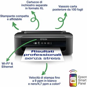 Epson WorkForce WF-2110W Desktop Wired/Wireless Inkjet Printer - Colour - 34 ppm Mono / 18 ppm Color - 5760 x 1440 dpi cla