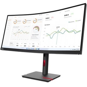 Lenovo T34w-30 34 Zoll Class UW-QHD Gekrümmter Bildschirm LCD-Monitor - 21:9 Format - Schwarz - 86,4 cm (34 Zoll) Viewable
