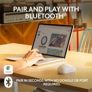 Logitech M240 Silent Bluetooth Mouse, Wireless, Compact, Portable, Smooth Tracking, Off-white - Travel Mouse - Wireless - 