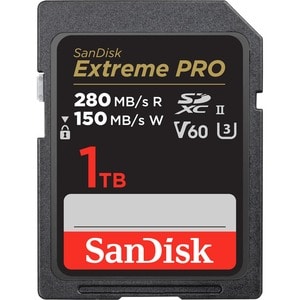 SanDisk Extreme PRO 1 TB UHS-II V60 SDXC - 280 MB/s Read - 150 MB/s Write