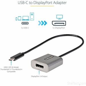 StarTech.com USB C to DisplayPort Adapter, 8K/4K 60Hz USB-C to DisplayPort 1.4 Adapter, DSC, USB Type-C to DP Video Conver