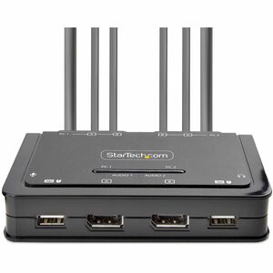 Switch KVM à 2 Ports avec Câble DisplayPort/4K60Hz, Commutateur KVM, Câbles Intégrés USB-A/DP/Audio de 1,5m, Alimenté par 