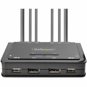 StarTech.com KVM Switch DisplayPort a 2 porte per doppio monitor 4K 60Hz, KVM con cavi USB-A/DisplayPort/Audio da 1,5 m, a