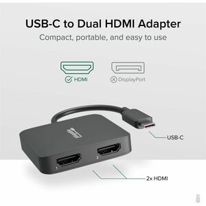 Plugable USB C to HDMI Adapter for Dual Monitors - 4K 60Hz USB C Hub for Windows and Chromebook, Driverless