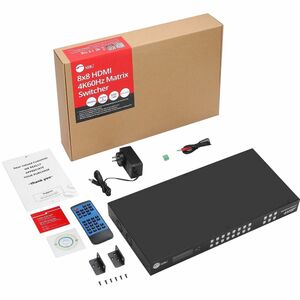 SIIG 8x8 HDMI 4K60Hz Matrix Switcher with LCD - 18Gbps- Downscaling- EDID Management - ARC- Audio Embedded/Extraction - 8x