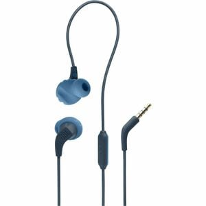 JBL Endurance Run 2 Wired Earbud, Behind-the-ear Stereo Earset - Blue - Siri, Google Assistant - Binaural - In-ear - 20 Hz