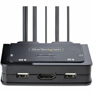 StarTech 2-Port Hybrid USB-C HDMI Cable KVM Switch, 4K 60Hz, Compact KVM with 6ft/1.8m USB-A & 4ft/1.2m USB-C Integrated C