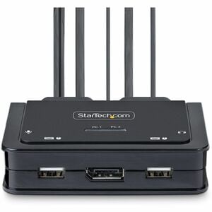 StarTech.com KVM Switch USB-C DisplayPort a 2 porte con cavi USB-A/DP/Audio da 1,8 m e USB-C da 1,2m - Commutazione Pulsan