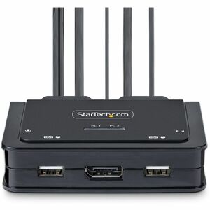 StarTech.com KVM Switchbox - 2 Computer(s) - 1 Local User(s) - 4K - 3840 x 2160 - 4 x USB - USB 2.0 - 2 x DisplayPort - De