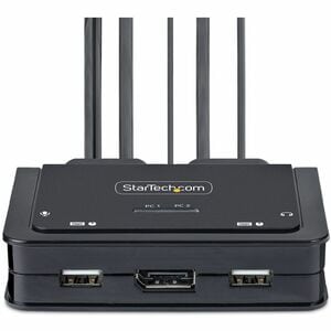 2-Port USB-C Kabel KVM Switch, 4K 60Hz DisplayPort Ausgang, Mini KVM Switche mit 2m Integrierten Kabel, Laptop KVM Umschal