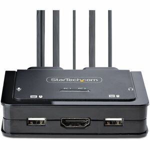 2-Port Hybrid USB-C HDMI Kabel KVM-Switch, 4K 60Hz, Mini KVM mit 1,8m USB-A/HDMI/Audio & 1,2m USB-C int. Kabeln - 2 Comput