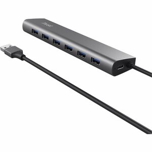 Trust USB-Hub - USB 3.2 Gen. 1 (3.1 Gen. 1) Typ-C - Grau - 7 Total USB Port(s) - PC, ChromeOS, Mac