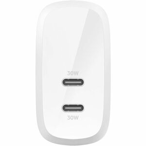 Belkin Dual USB-C Wall Charger w/PPS 60W for Apple iPhone, Galaxy, Google - Compatible w/USB-C to Lightning & USB-C - 60 W