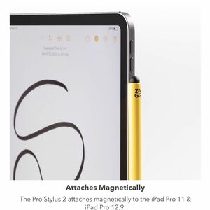 ZAGG Pro Stylus 2 - Wireless Charging Stylus - Yellow - Active Dual-Tip with Capacitive Back-end, Wireless Charging, Palm 