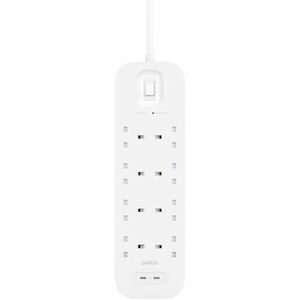 Belkin Connect Surge Suppressor/Protector - White - 2 x USB Type C, 8 x British BS1363 - 900 J - 2 m - Wall Mountable
