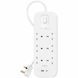 Belkin Connect Surge Suppressor/Protector - 6 x AC Power, 1 x USB Type A, 1 x USB Type C - 650 J - 2 m