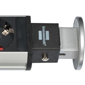 Brennenstuhl Steckdosenleiste - Winkelsteckverbinder - 3 x Schuko CEE 7/4 - 2 m Kabel - Tower - Schwarz, Silber