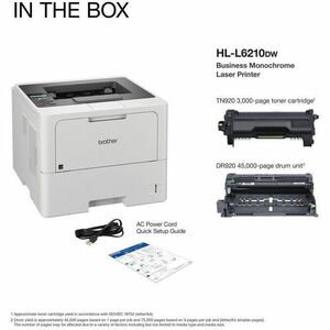Imprimante laser Câblé / Sans fil Bureau Brother HL-L6210DW - Monochrome - Impression 50 ppm Mono - 1200 x 1200 dpi class)