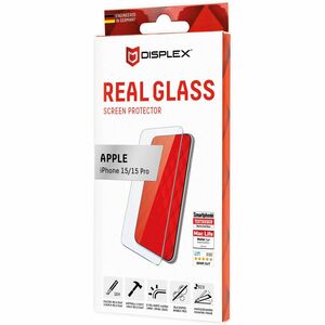 Displex 10H Gehärtetes Glas, Glas Bildschirmschutz iPhone 15, iPhone 15 Pro - Glasklar - 1 - für OLED iPhone 15, iPhone 15