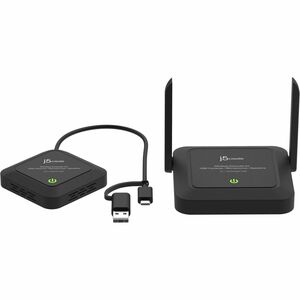 j5create JVW120-N Transmissor/receptor do extensor de vídeo - Com fios/sem fios - 25 m AlcanceUSB - 1080p - 3840 x 2160 Vi