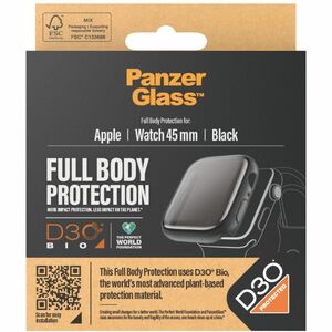 PanzerGlass D3O, Tempered Glass, Plastic Screen Protector for Watch - Black - For Smartwatch - Scratch Resistant, Shock Re
