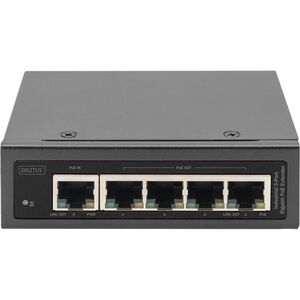 Digitus PoE Extender - 1 x 10/100/1000Base-T Input Port(s) - 4 x 10/100/1000Base-T Output Port(s) - 60 W - Grey