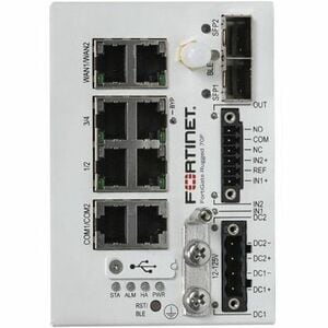 FortiGateRugged-70F-3G4G Ruggedized indoor IP40 4x GE RJ45 LAN ports 1x GE RJ45 bypass port pair between PORT3 and PORT4 2