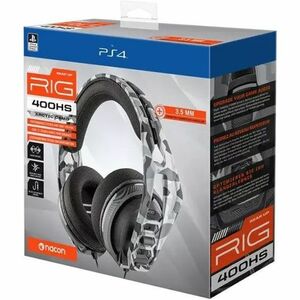 NACON RIG 400HS Wired Over-the-head, Over-the-ear Stereo Gaming Headset - Arctic Camo, Silver, Grey - Binaural - Circumaur