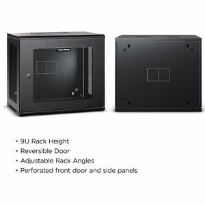 CyberPower CR9U61003 Wall Mount Enclosure - For Switch, Patch Panel - 9U Rack Height - Wall Mountable - Black - Metal - 13