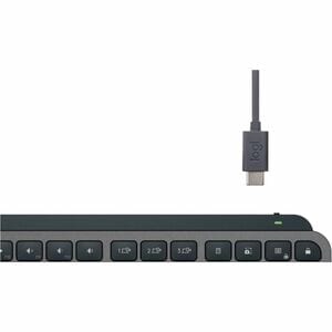 Logitech MX Keys S 键盘 - 无线 连接 - C型 USB 接口 - 英文 - 灰 - 膜/剪刀 按键开关 - 蓝牙 - 10 m - 108 按键 - Windows 10, Windows 11, macOS 10.15,