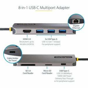 StarTech.com USB 3.2 Gen 1 (3.1 Gen 1) Type-C Docking Station for Tablet PC, Notebook - Memory Card Reader - microSD, SD, 