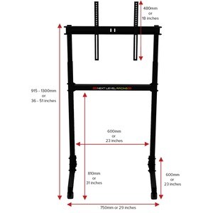 Next Level Racing Höhenverstellbar Monitorständer - Bildschirmgr�ße: Bis zu 85 Zoll (215,90 cm) - 70 kg TragfähigkeitDispl