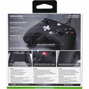 PowerA Enhanced Wired Controller for Xbox Series X|S - Black - Cable - Xbox Series S, Xbox Series X - 3.05 m Cable - Black