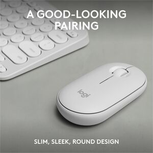 Logitech Pebble 2 Combo, Wireless Keyboard and Mouse, Quiet and Portable, Customizable, Logi Bolt, Bluetooth, Tonal White 