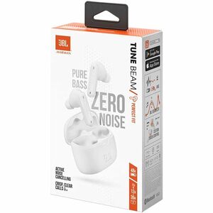 JBL Tune Beam True Wireless Earbud Stereo Earset - White - Binaural - In-ear - Bluetooth - 16 Ohm - 20 Hz to 20 kHz - Nois