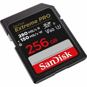 SanDisk Extreme PRO 256 GB Class 10/UHS-II (U3) V60 SDXC - 1 - 280 MB/s Read - 150 MB/s Write - Lifetime Warranty