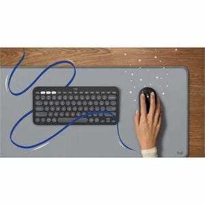 Logitech Pebble Keys 2 K380s Keyboard - Compact - Wireless Connectivity - USB Interface - English (US) - Tonal Graphite - 