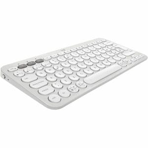 Logitech Pebble Keys 2 K380s Keyboard - Wireless Connectivity - USB Interface - Spanish - QWERTY Layout - Tonal White - Bl