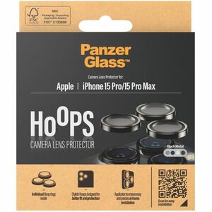 PanzerGlass ® Hoops® Metal Camera Lens Protector Black iPhone 15 Pro | 15 Pro Max. Brand compatibility: Apple, Compatibili