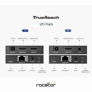TrueReach 4K@60Hz HDMI Extender over CAT6/CAT6a/Cat7 Ethernet Cable - 4K 60Hz up to 230ft (70m) - Point to Point Extender 