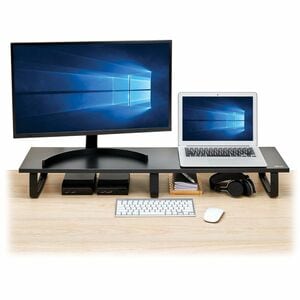 Eaton Tripp Lite Series Extra-Wide Dual-Monitor Riser for Desk, 39 x 10 in. - Wood, Black - Desk - Wood - Black - For Moni