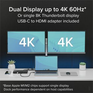 Plugable Thunderbolt 4 Dock with 100W Charging, Thunderbolt Certified, 3x Thunderbolt Ports - Laptop Docking Station Dual 