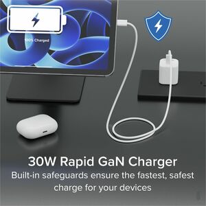 Plugable GaN USB C Charger Block, 30W Portable Charger, Foldable Prongs, 3 Pack - PPS USBC Fast Charger for iPhone 14, iPa