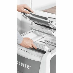 Leitz IQ Autofeed 300 Paper Shredder - Continuous Shredder - Cross Cut - 10 Per Pass - for shredding Staples, Paper - P-4 